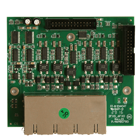 2 FXS (Foreign Exchange Station), 6 FXO (Foreign Exchange Office) Telephony Line Interface Module