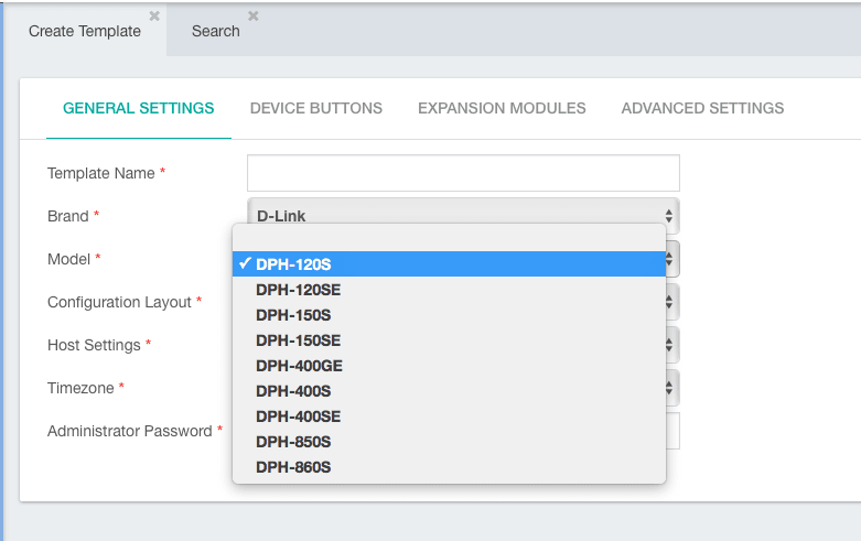 D-Link Phones Template in CompletePBX GUI