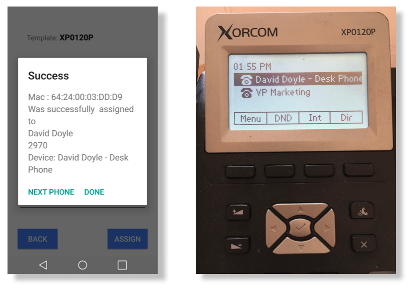 PhoneScan Success Assigned IP Phone