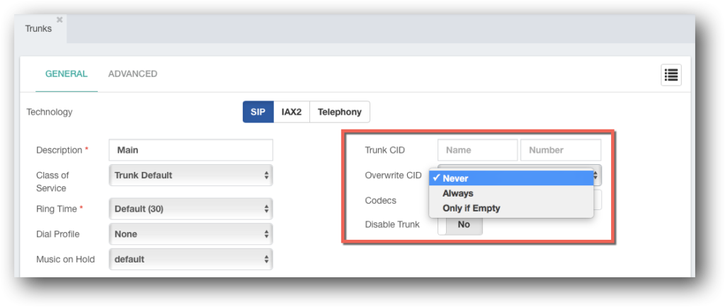 Phone System (PBX) Trunks & Routes Caller ID