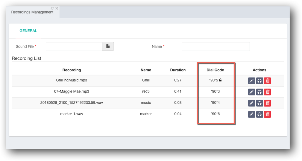 PBX Recordings Feature Code