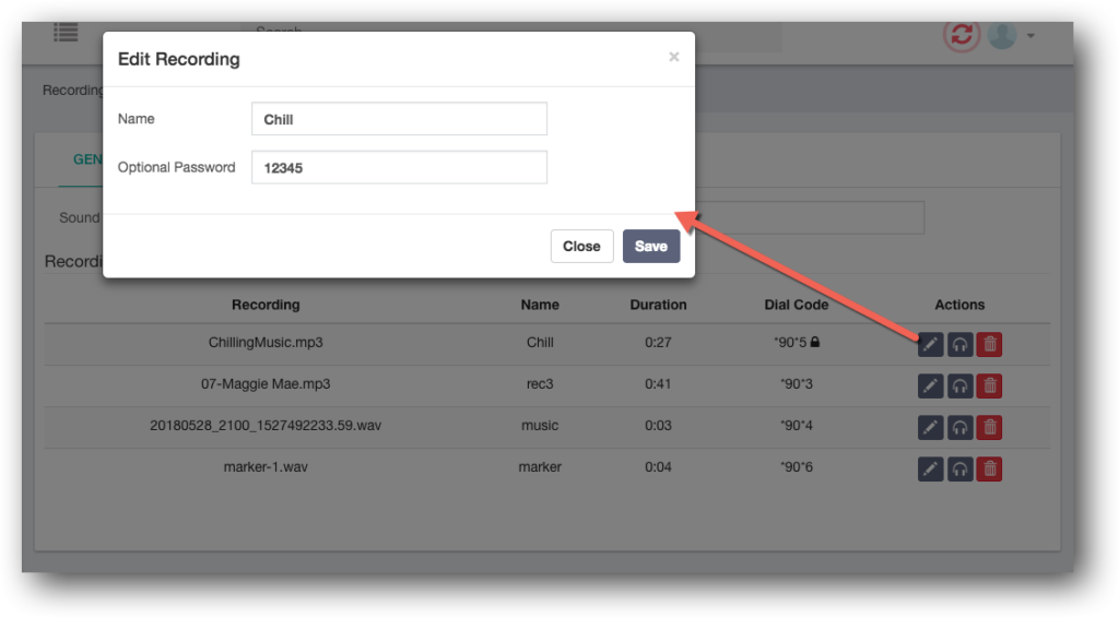 PBX Recordings Feature Code Password