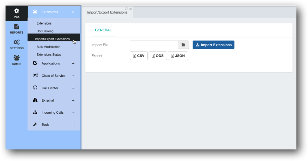 Import/Export Extensions to PBX