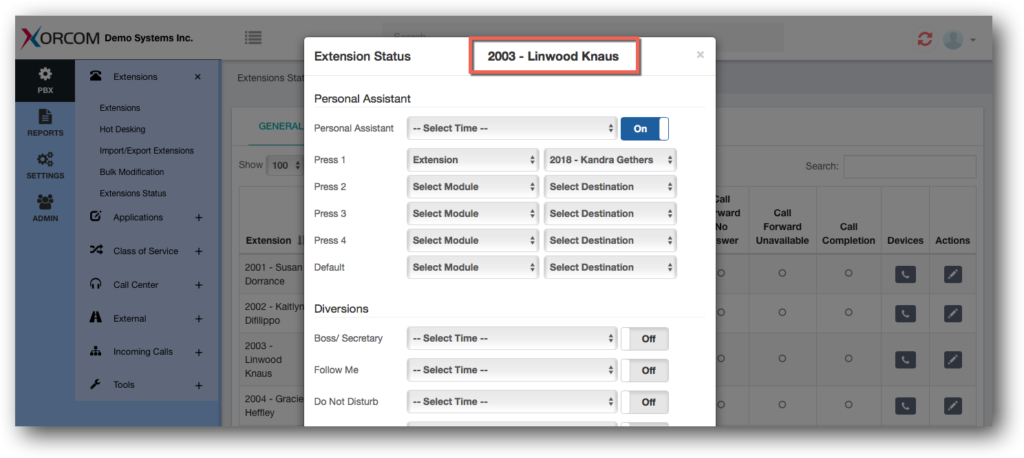 Extension Status Details