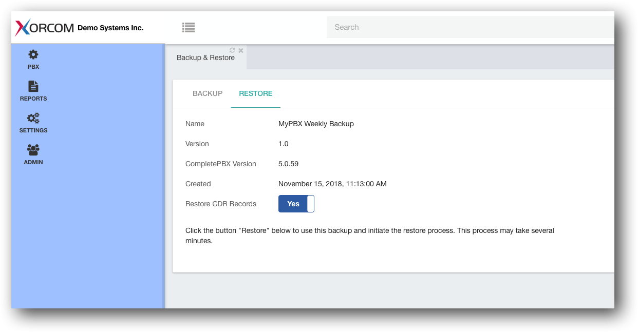 Complete PBX Backup and Restore