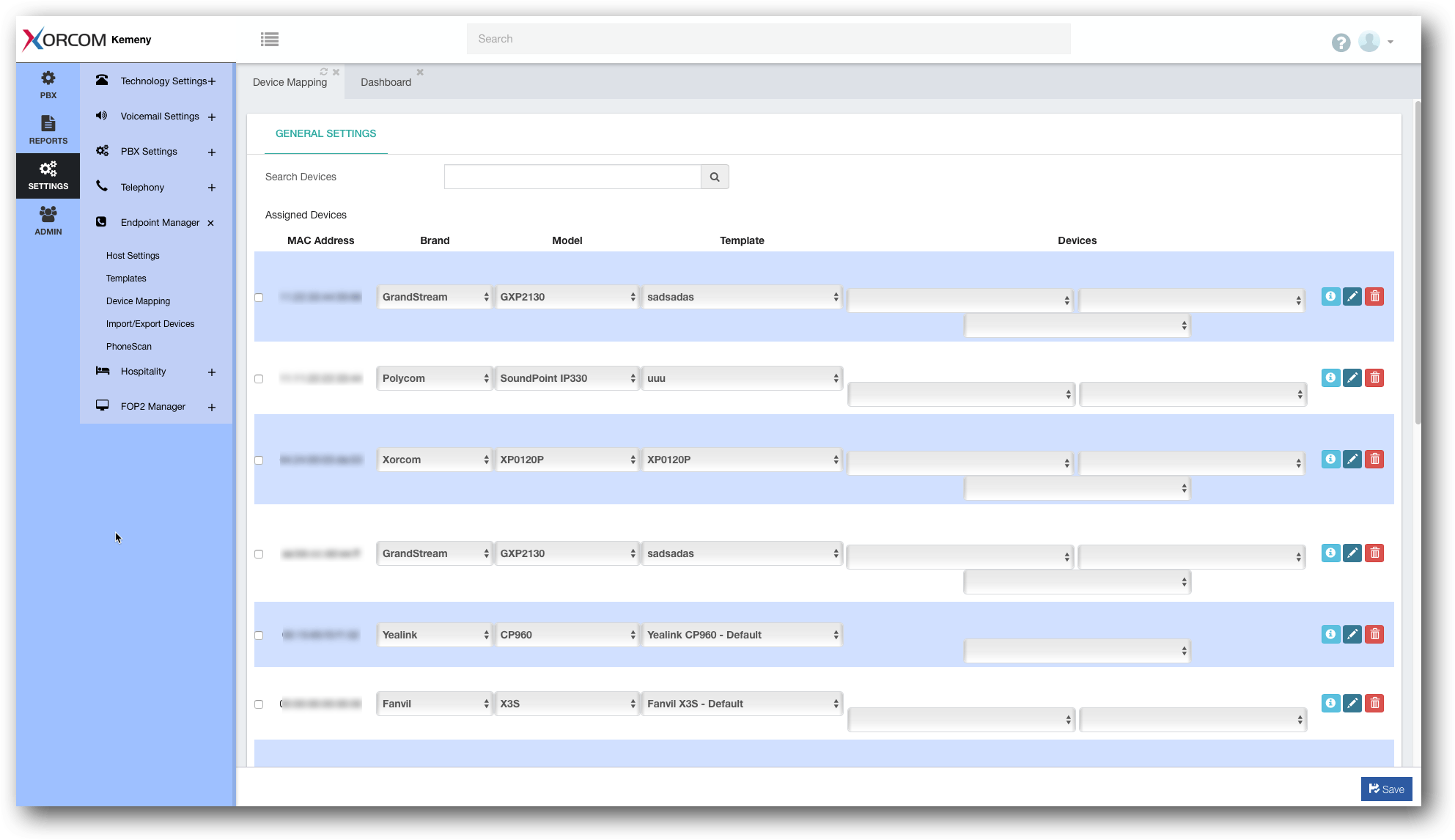 IP Phone Provisioning GUI - Device Mapping