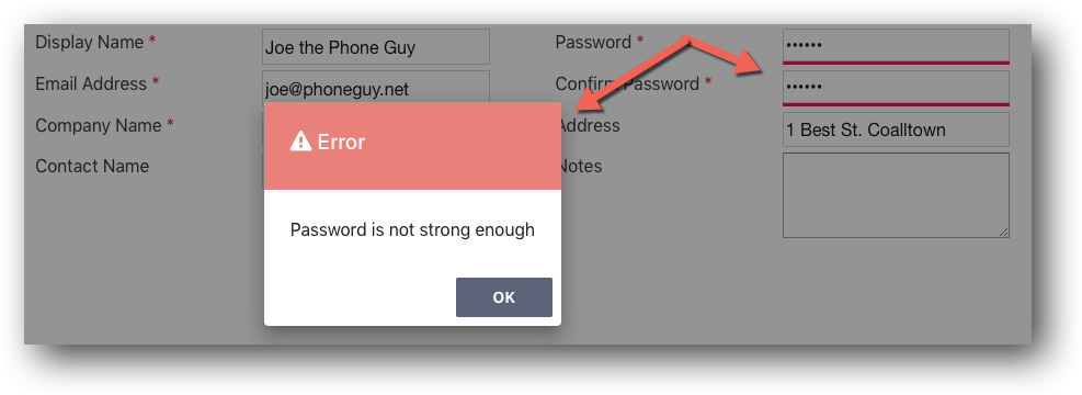 Multi-Tenant PBX Strong Password Enforcement