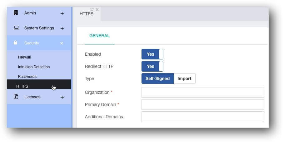 HTTPS Settings in PBX GUI