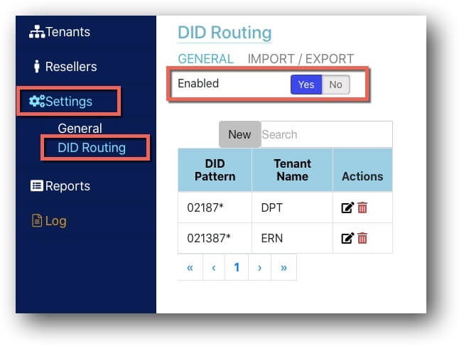 DID Based Routing in MT Manager Multi Tenant PBX GUI