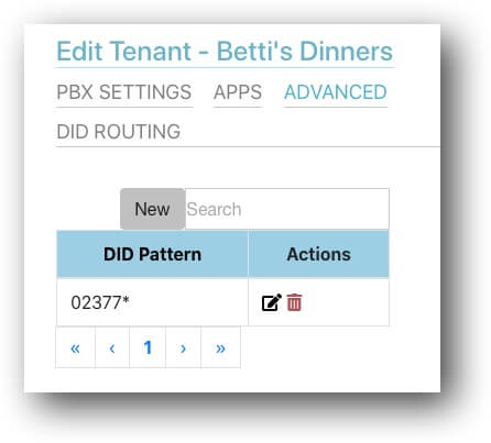 DID Based Routing on Edit Tenant in MT Manager Multi Tenant PBX GUI