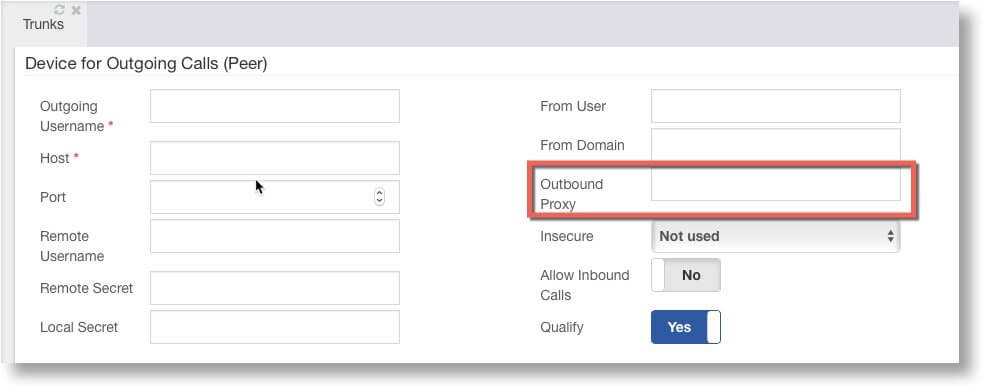 SIP Trunk Outbount Proxy Setting in PBX