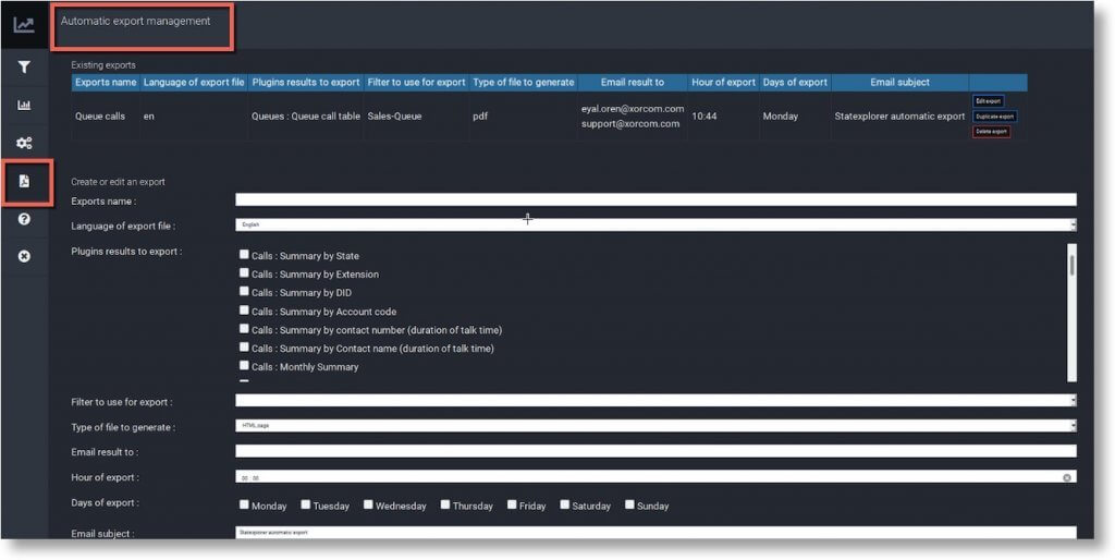 Automatic Export Management in Supervision Switchboard