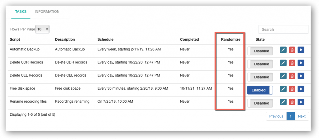 PBX Task Manager - Randomized tasks in main table - GUI