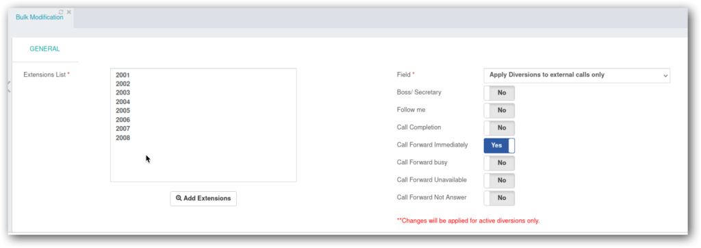 Bulk Modification Changes in PBX