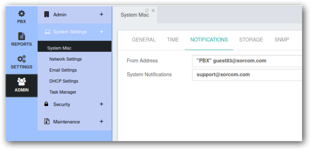 Email Notifications - Change From Name on PBX GUI