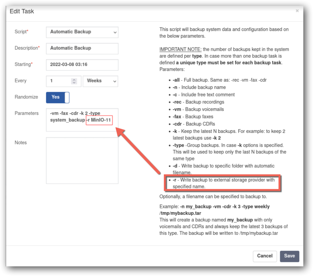 PBX Backup to a remote location